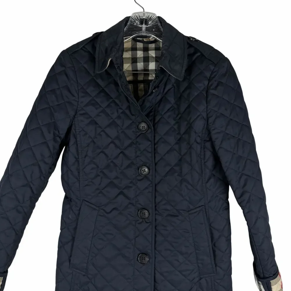 Burberry Ashurst Diamond Quilted Jacket Check Lining Dark Blue Size XS - Picture 5 of 14